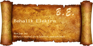 Behalik Elektra névjegykártya